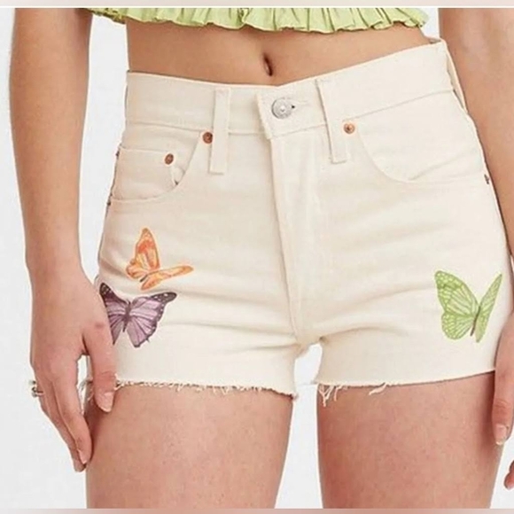 NWT Levi'sWomen's 501® Original High Rise Short Y2K Butterfly Size 32 - Picture 1 of 6